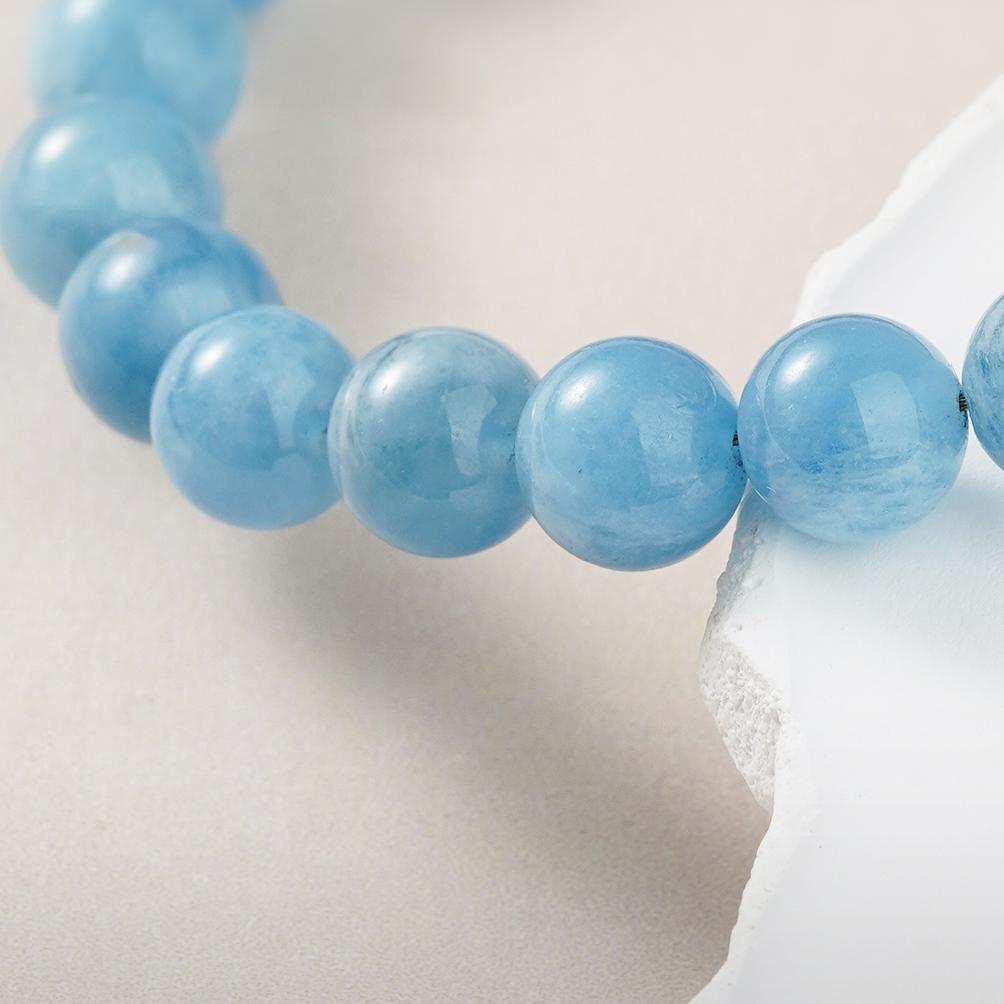 Tibetan Buddhist Jewelry Art: Ocean Theme Obsidian Aquamarine Bracelets representing water element energy