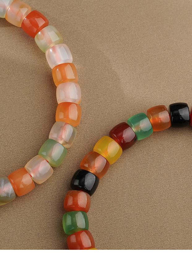 Handmade Light Agate Talisman Bracelet, a serene piece of Jewelry Art from Tibetan Buddhist Culture, offering spiritual guidance and calm.