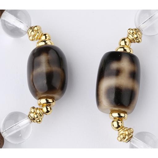 Tibetan Buddhist Jewelry Culture: Hand-Painted Clear Quartz Vase Dzi Blessing Bracelet carrying sacred energy