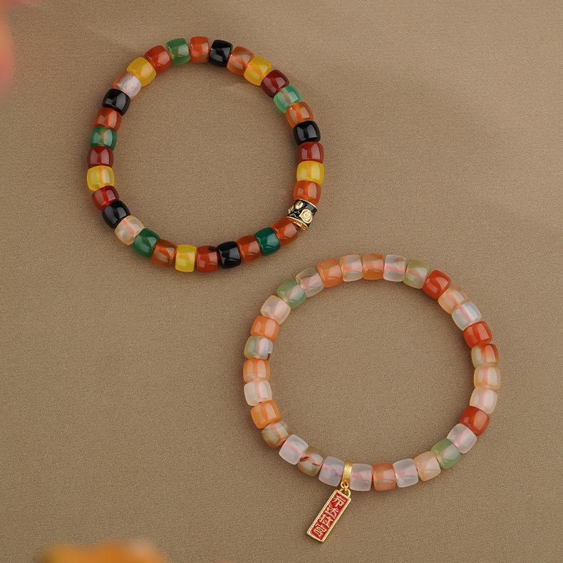 Versatile Light Agate Beads and Pendant Bracelet, expertly handmade as a necklace or mala, showcasing authentic Tibetan Buddhist craftsmanship.