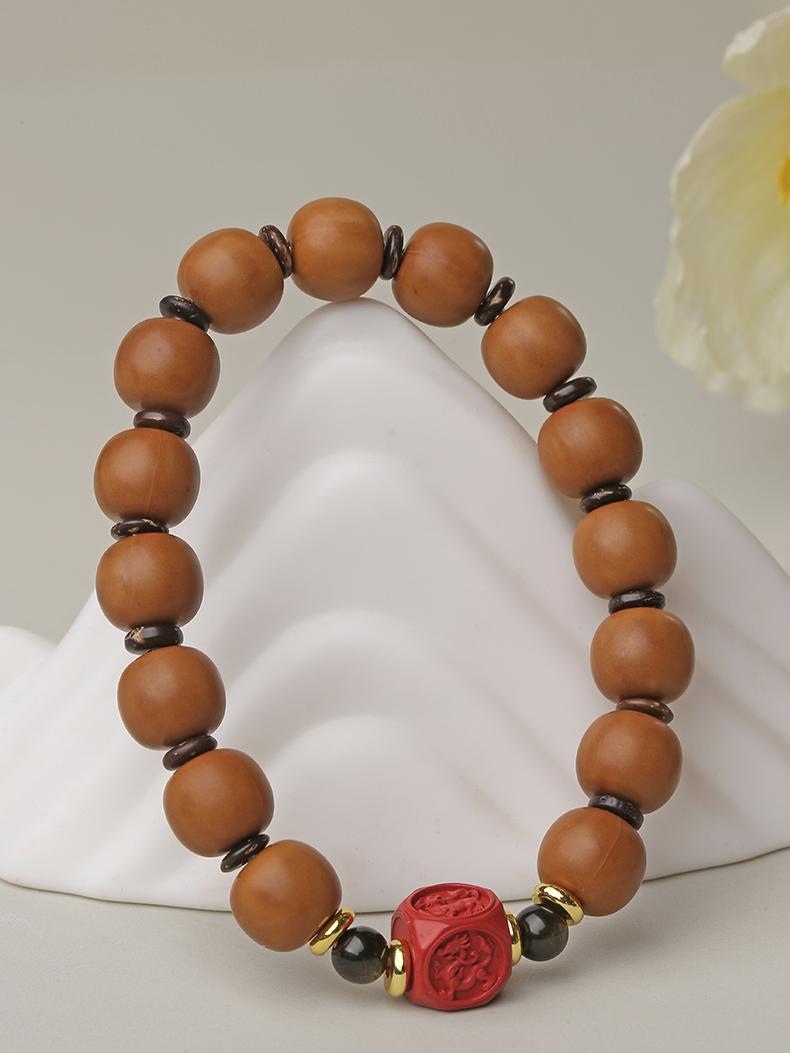 Tibetan Buddhist Jewelry Culture: Hand-Painted Cinnabar Monkey Head Blessing Bracelet for wisdom and spiritual guidance