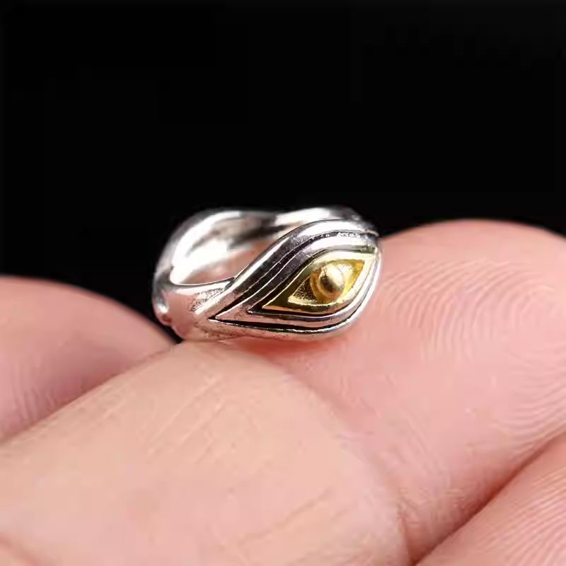 Authentic handmade silver eye mala accessory clip, showcasing jewelry art and Tibetan Buddhist Jewelry Culture. Purely handcrafted.