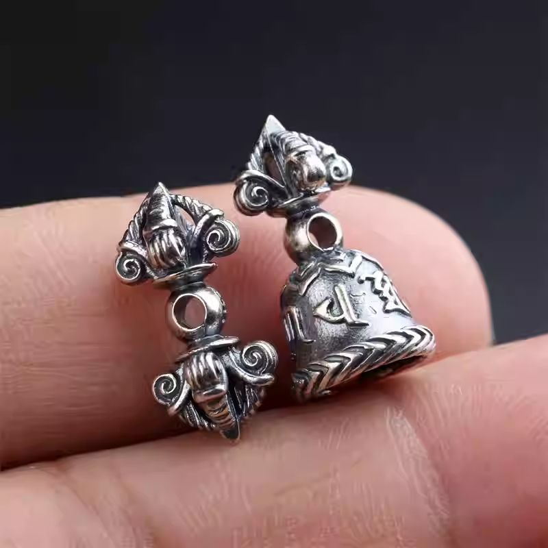  Exquisite sterling silver Vajra bell spiritual accessories, a unique artifact rooted in Tibetan Buddhist Jewelry Culture for wisdom.