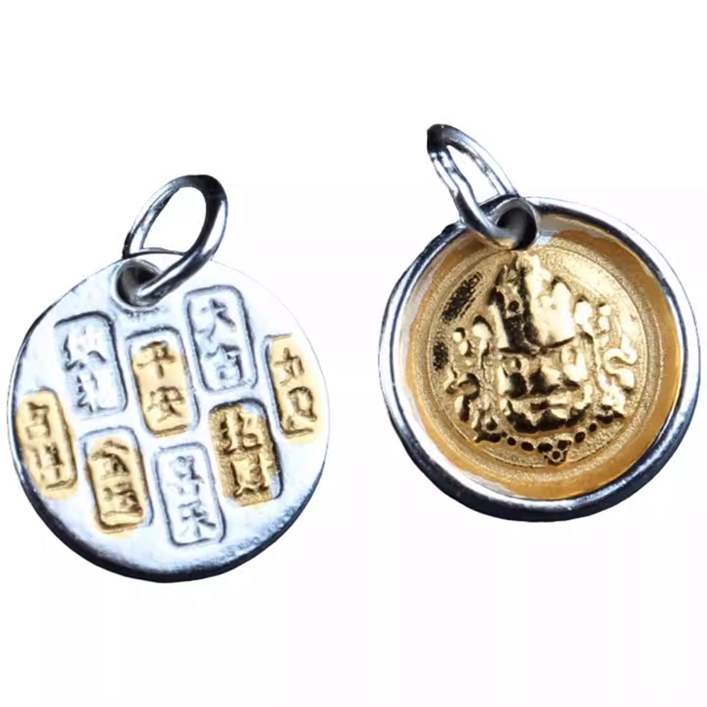 Handcrafted jewelry art sacred Wealth God pendant with traditional Tibetan motifs, representing abundance and prosperity.

