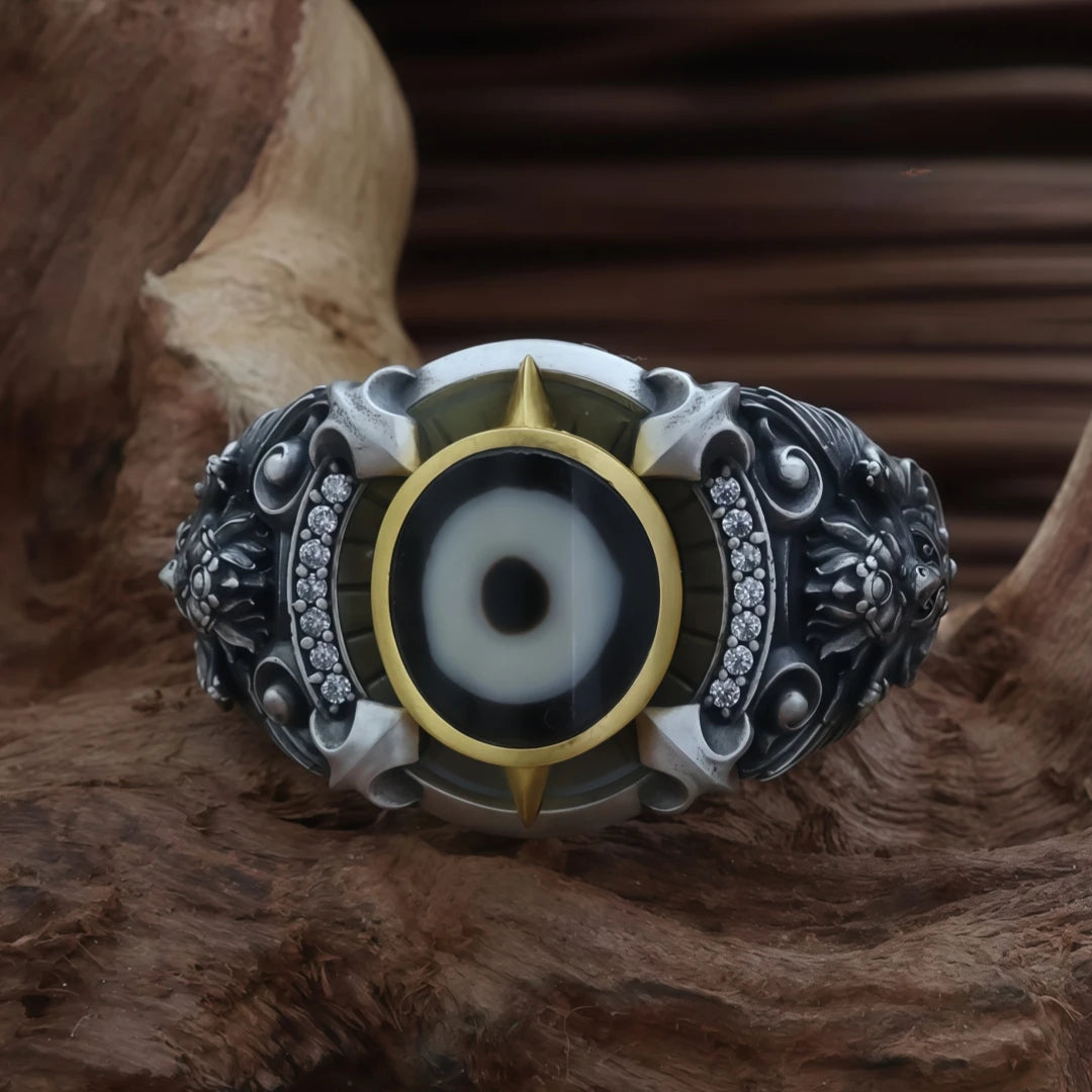 925 sterling silver protection and power ring, expertly crafted in the tradition of Tibetan Buddhist Jewelry Culture.