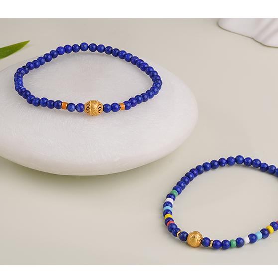 Tibetan Buddhist Jewelry Art: Lapis Lazuli Prayer Beads Bracelet for mantra recitation and devotion