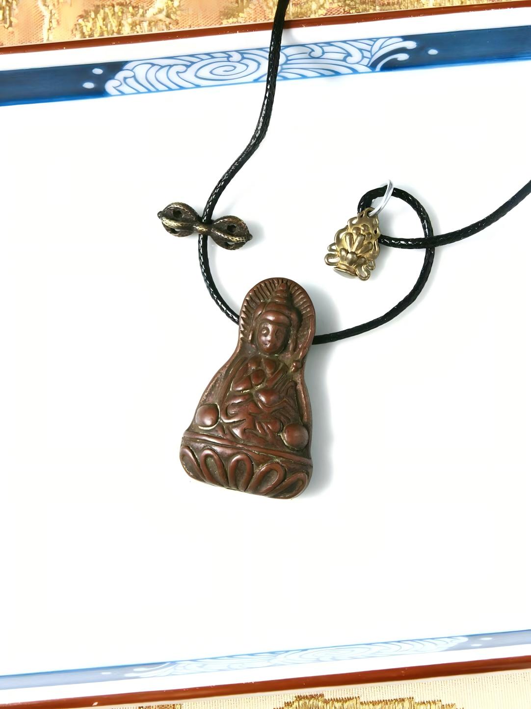 Purely handmade Lima Copper statue of Lotus Master with Vajra and Mani Jewel, representing protection, wealth, and enlightenment in Tibetan Buddhist Jewelry Art.