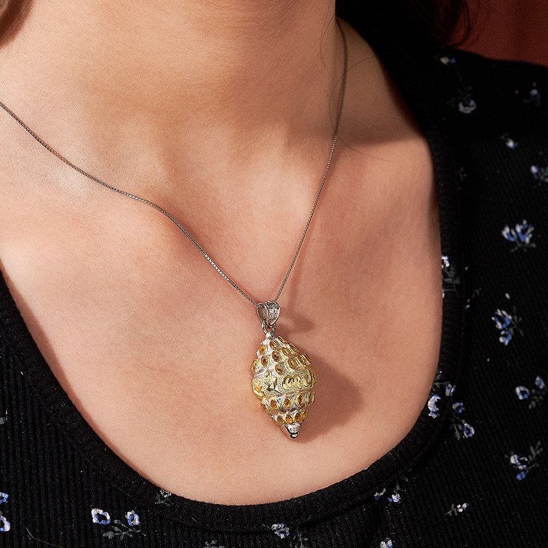 Handmade S925 silver Mantra conch pendant, vintage Tibetan unisex necklace, guardian amulet for peace and protection, Tibetan Buddhist Jewelry Culture Jewelry art