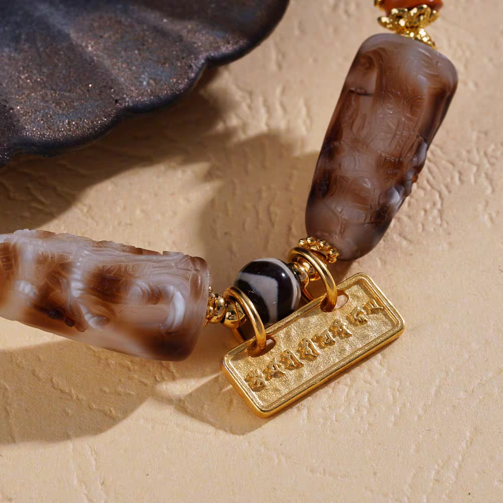 Marici Goddess hand-carved bracelet from Tibetan Buddhist jewelry culture, a spiritual jewelry art accessory for daily wear.