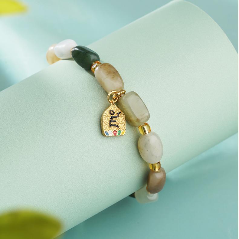 Tibetan Buddhist Jewelry Culture Unique Design Handmade Hetian Jade Beads Jewelry Art