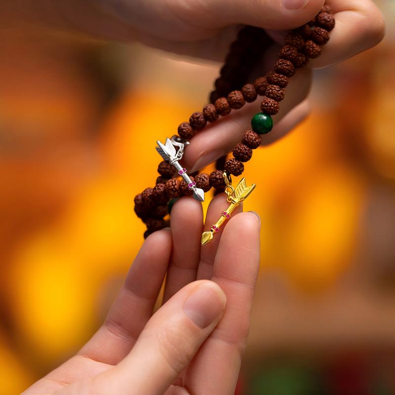Bespoke silver gilded long-life arrow amulet, a masterpiece of spiritual energy and Tibetan Buddhist Jewelry Culture.
