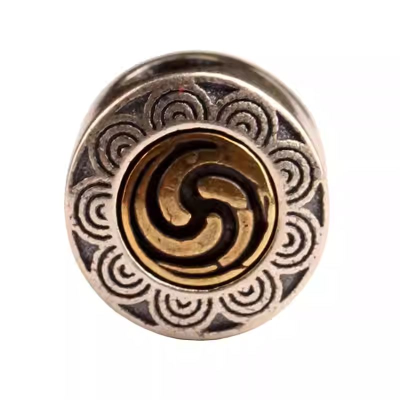 Hand-painted silver inlaid copper spacer bead, a versatile accessory in Tibetan Buddhist Jewelry Culture jewelry art.
