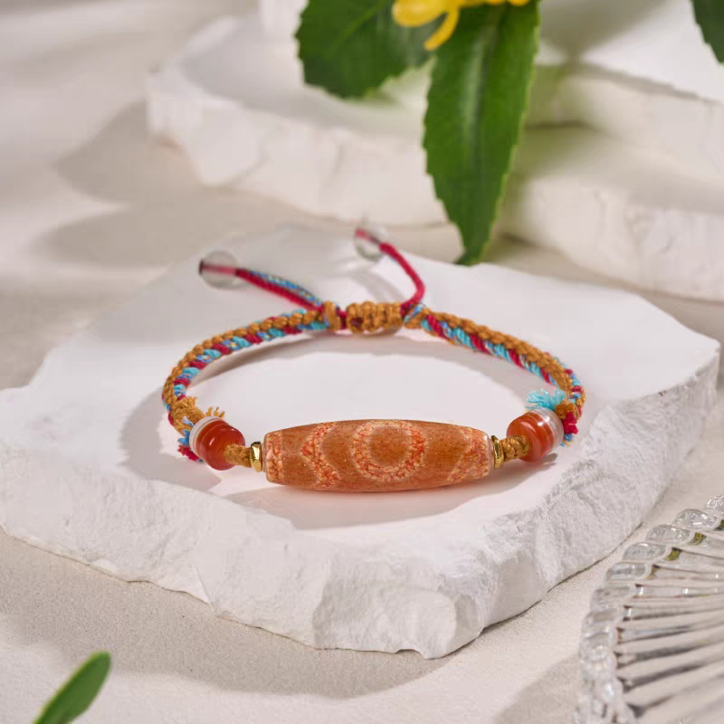 Natural red mutton Dragon Scale Phoenix Blood beads bracelet inspired by Tibetan Buddhist jewelry culture, handcrafted to enhance fortune and mindfulness