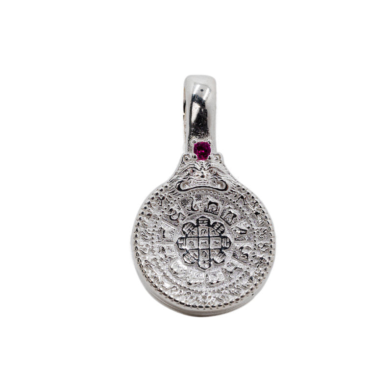 Bespoke silver sacred geometry amulet, a masterpiece of spiritual balance and Tibetan-Buddhist Jewelry Culture.