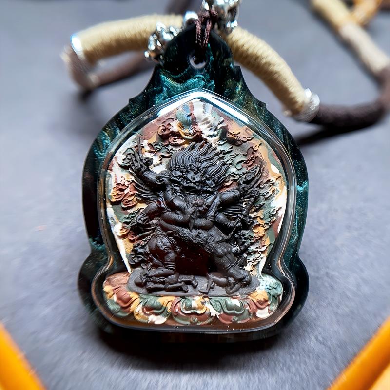 Manual Phurba Vajra pendant with Gawu box, Tibetan Buddhist Jewelry Culture, handmade Jewelry art necklace for obstacle removal and positive energy