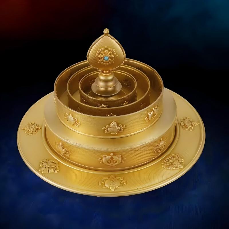  Professional pure copper Buddhist altarware for merit accumulation, expertly crafted in the tradition of Tibetan Buddhist Jewelry Culture.