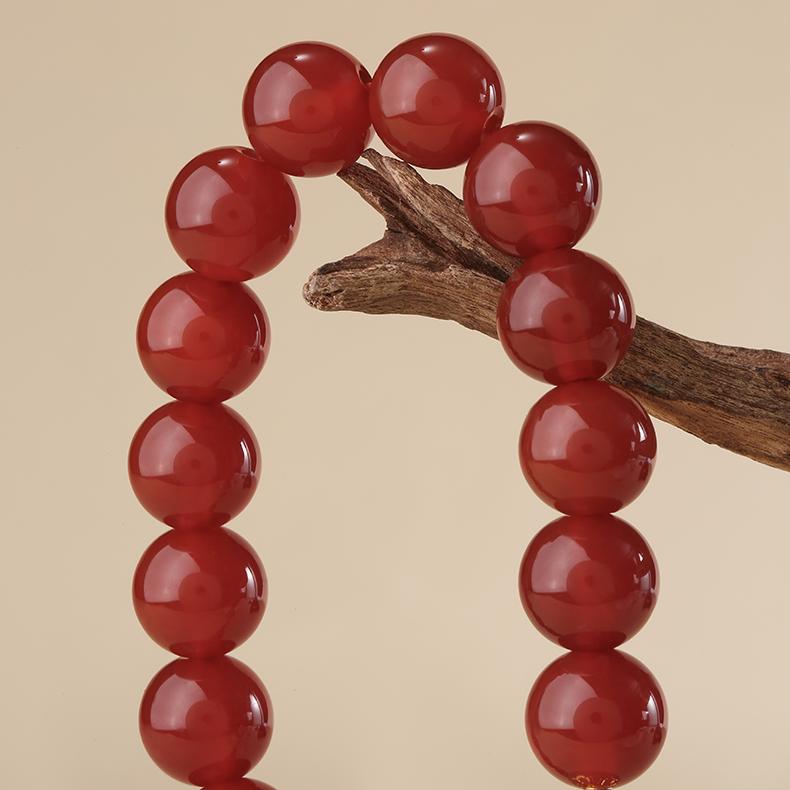 Close-up of Morning Blossom Mantra Agate Bracelet. Focuses on hand-painted Tibetan mantra symbols, each character carrying ancient blessings, perfectly combining spiritual practice with daily wear.