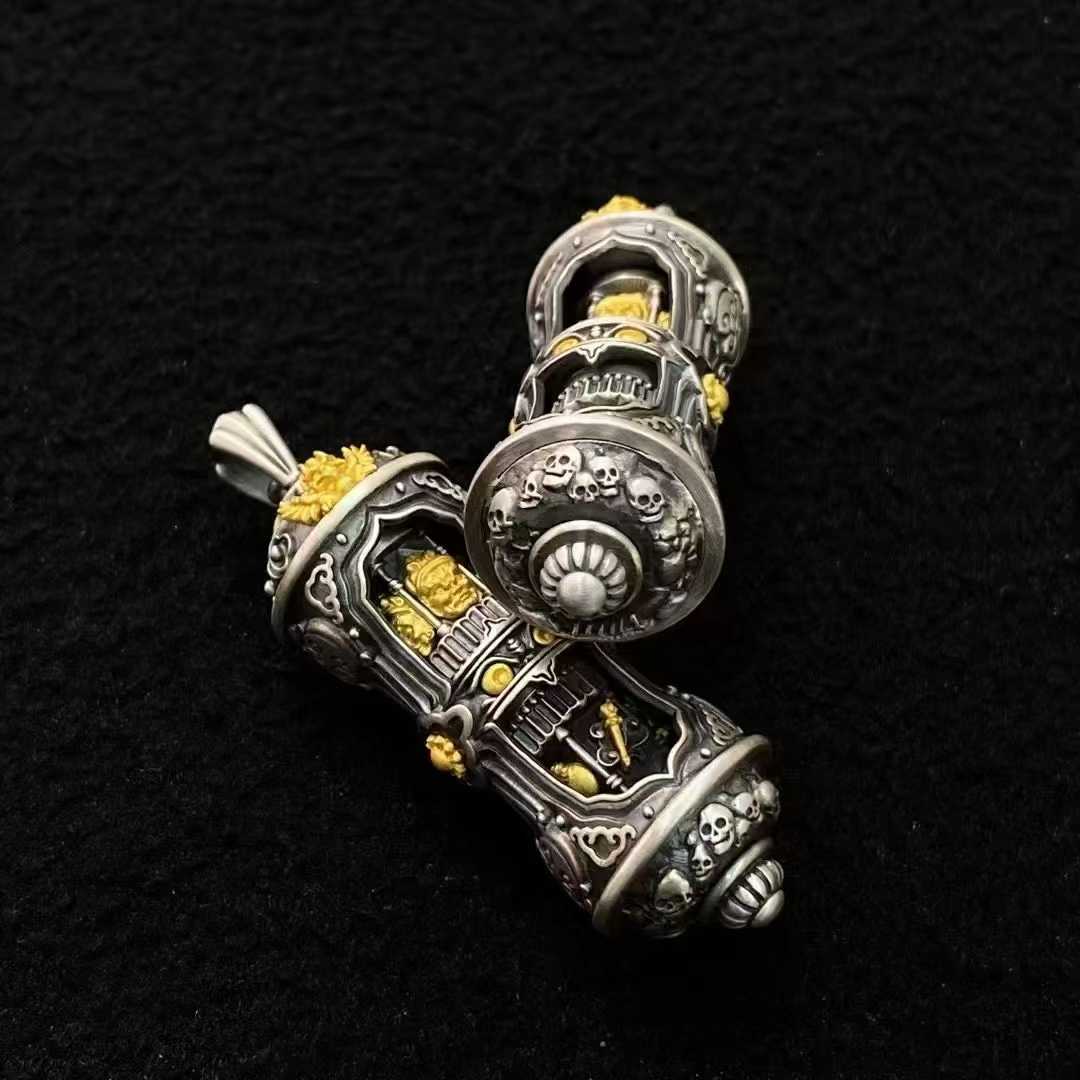 Close-up of S925 Five-Way Cai Shen pendant, showcasing Tibetan Buddhist Jewelry Culture and intricate jewelry art craftsmanship.