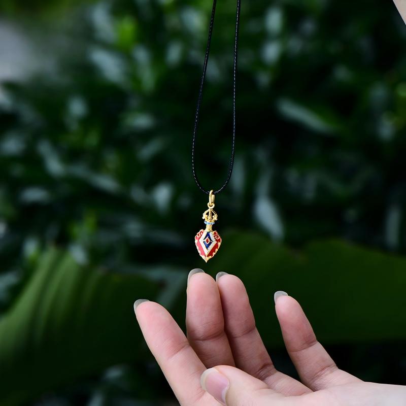 Tibetan Buddhist Jewelry Culture: Traditional sterling silver Manjushri sword reflecting ancient Tibetan Buddhist culture and spiritual protection.