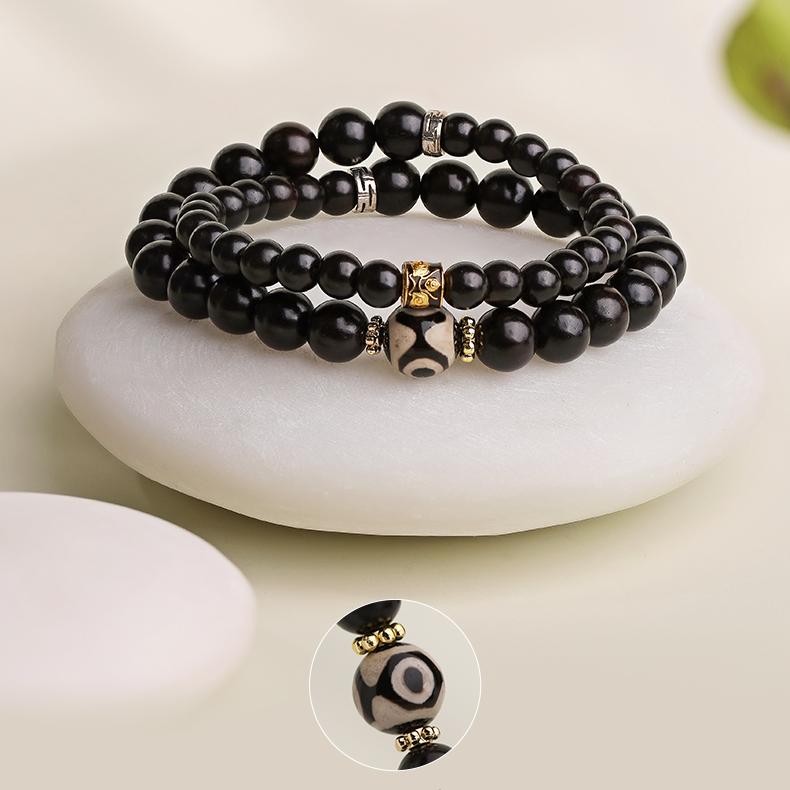  Mulinwan hand-painted sandalwood bracelet under a nightfall theme, embodying the essence of Tibetan Buddhist culture.