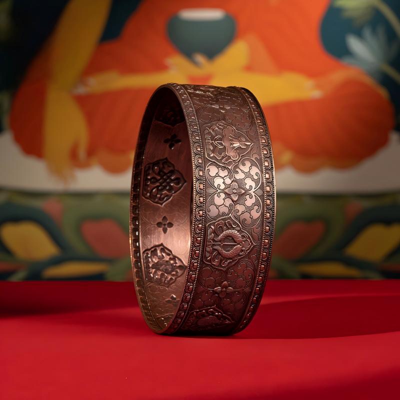 Bespoke seven treasures sacred offering pan, a masterpiece of spiritual devotion and Tibetan-Buddhist Jewelry Culture.
