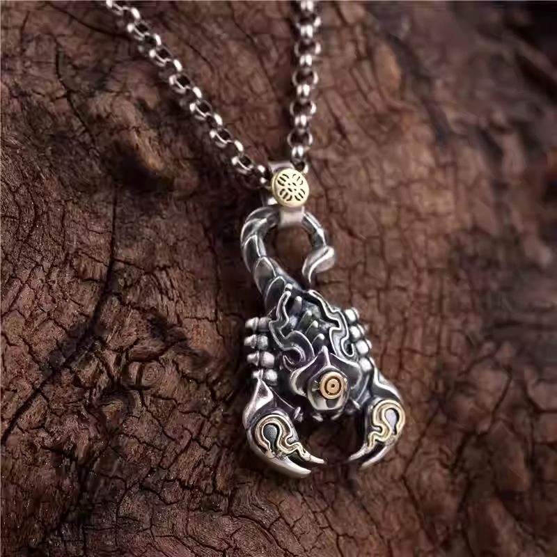 Creative silver flaming scorpion charm, Tibetan Buddhist Jewelry Culture inspired Jewelry art, perfect pendant necklace for men and women.