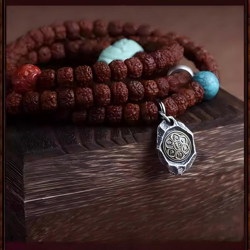 Handcrafted silver mantra stone DIY necklace pendant, Tibetan Buddhist Jewelry Culture Jewelry art, unisex spiritual jewelry