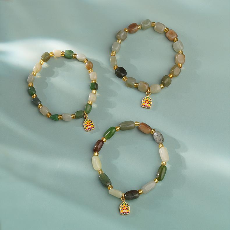 Tibetan Buddhist Jewelry Culture Artisan Handmade Pure Natural Hetian Jade Bracelet