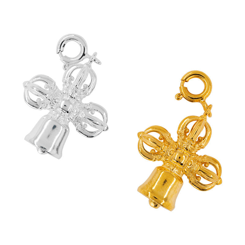  Bespoke silver gilded crossed vajra amulet, a masterpiece of enlightened activity and Tibetan-Buddhist Jewelry Culture.
