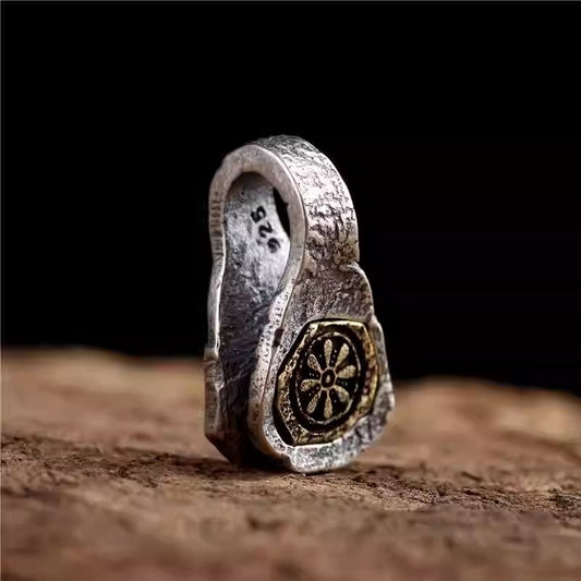 Handmade silver inlaid copper Cosmos Flower beads, a symbol of happiness in Tibetan Buddhist Jewelry Culture and jewelry art.
