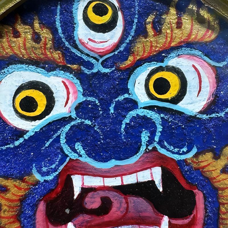 Handcrafted Tibetan Black Jambhala amulet pendant with small Thangka in Gau box, blending spiritual symbolism with exquisite Tibetan jewelry art.