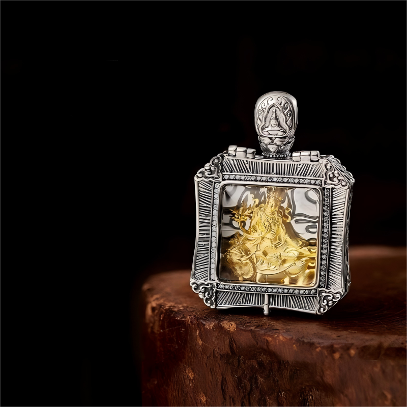Handcrafted openable Zodiac Buddha pendant in silver and copper, Tibetan Buddhist Jewelry Art combining spiritual meaning with exquisite ethnic craftsmanship.