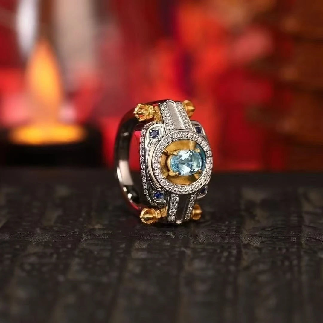 Fine jewelry art Tibetan Vajra ring, handcrafted for spiritual protection and mental clarity within Tibetan Buddhist Jewelry Culture.