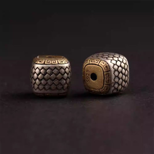 Artisan-crafted Dragon Scale square bead, combining traditional Tibetan Buddhist Jewelry Culture with bold Jewelry art style.