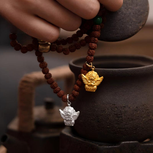 Traditional Garuda Protector silver necklace, handmade for premium spiritual Jewelry art and courage.