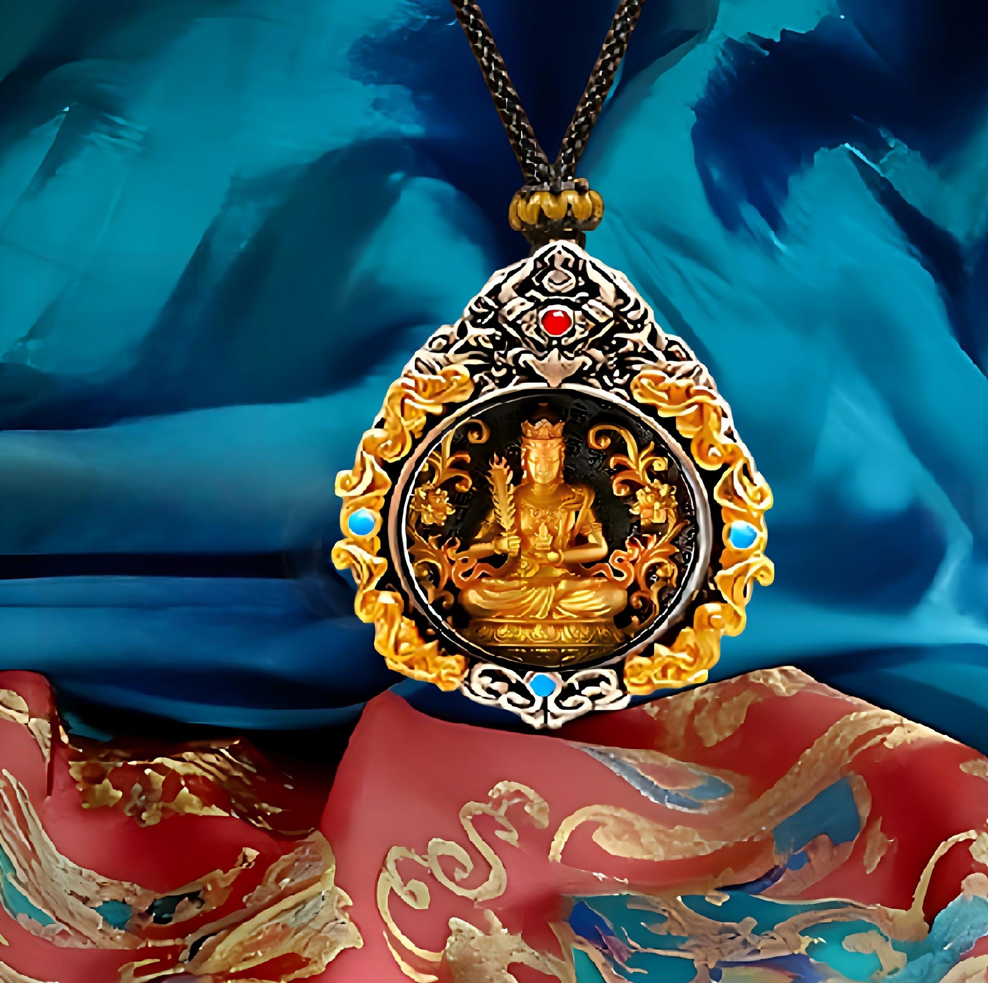 Vintage Tibetan copper Garuda Samantabhadra pendant, unisex zodiac necklace for spiritual protection and blessings, Tibetan Buddhist Jewelry Culture Jewelry art