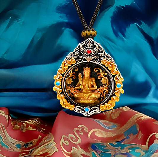 Vintage Tibetan copper Garuda Samantabhadra pendant, unisex zodiac necklace for spiritual protection and blessings, Tibetan Buddhist Jewelry Culture Jewelry art