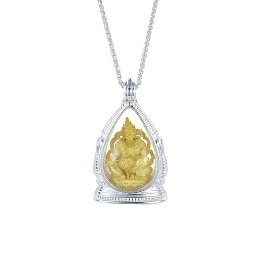 Tibetan Buddhist Jewelry Culture: Sacred brass Gau box pendant with Buddha head details, a unique fusion of jewelry art and sacrificial items art.
