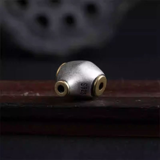 Traditional Saddle-shaped silver connector, handmade for premium spiritual Jewelry art prayer beads.