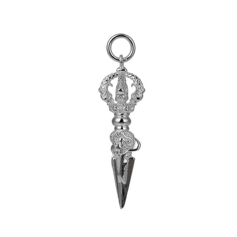 Bespoke silver thunderbolt amulet, a masterpiece of spiritual power and Tibetan Buddhist Jewelry Culture.