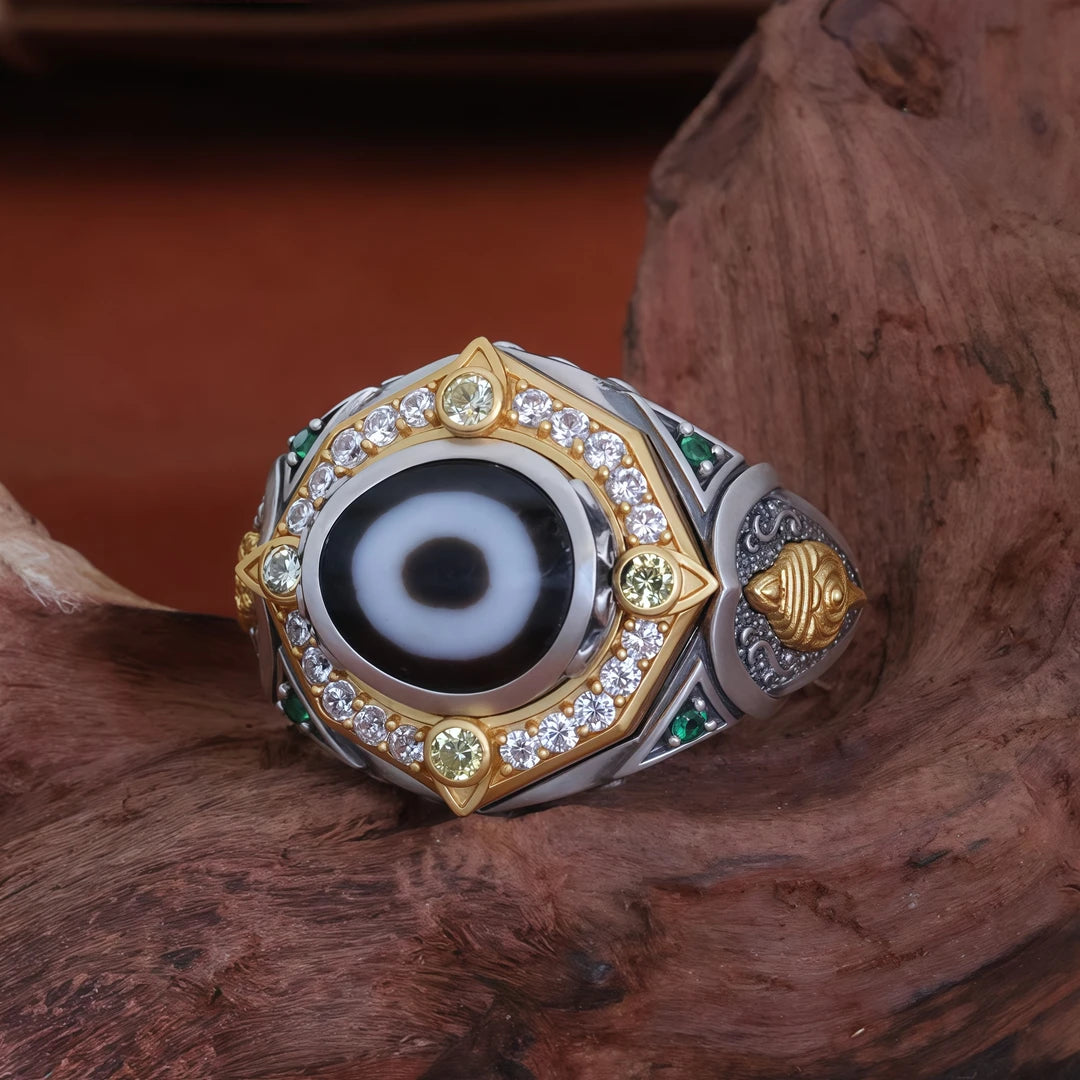 925 sterling silver spiritual fortune ring, expertly crafted by artisans in the style of Tibetan Buddhist Jewelry Culture and jewelry art.