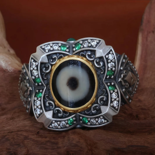 Fine jewelry art Buddhist sword ring, handcrafted by masters in the tradition of Tibetan Buddhist Jewelry Culture.