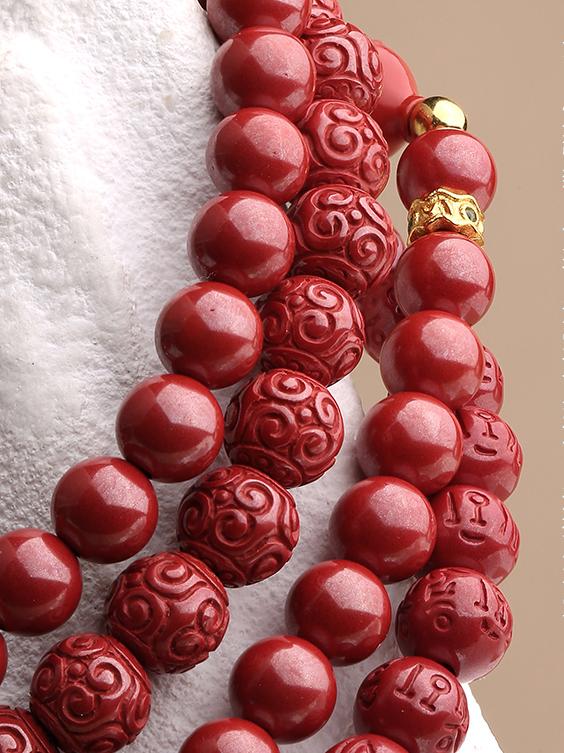Tibetan Buddhist Jewelry Culture: Prosperity Lotus Cinnabar Bracelet, attracting wealth and divine blessings
