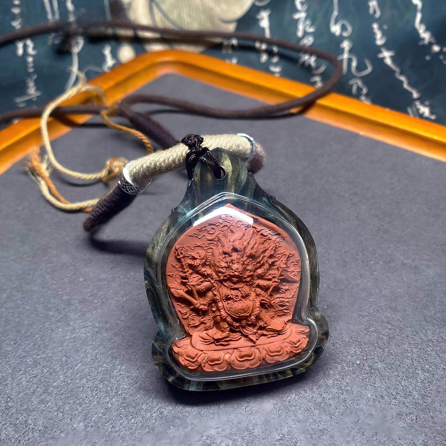 Wrathful Hayagriva protection Gawu pendant rooted in Tibetan Buddhist Jewelry Culture, hand crafted Jewelry art amulet for spiritual power and inner stability