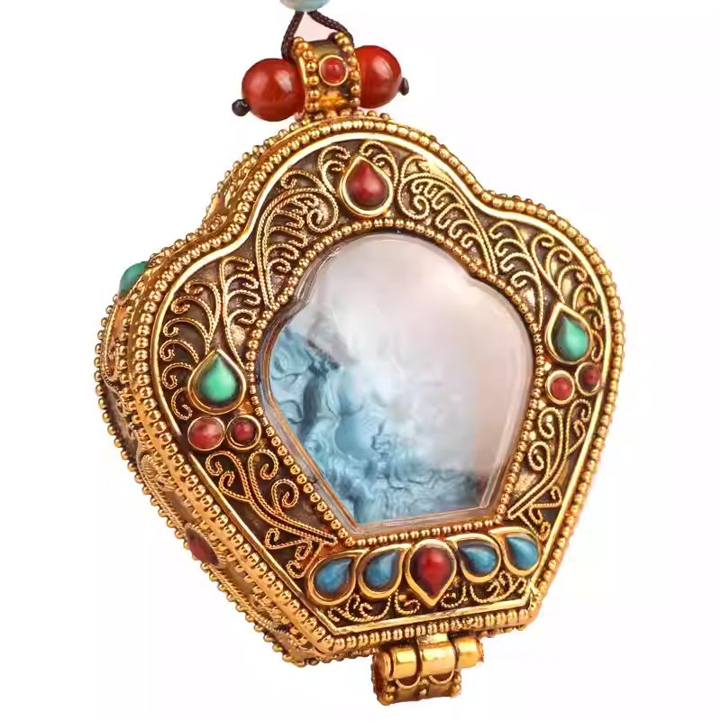  Traditional Yellow Jambhala silver locket, handmade for premium spiritual Jewelry art and prosperity.