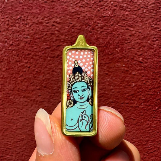 Vairocana hand-painted Thangka from Tibetan Buddhist Jewelry Culture, handmade Jewelry art wall art for enlightenment, blessing, and spiritual protection