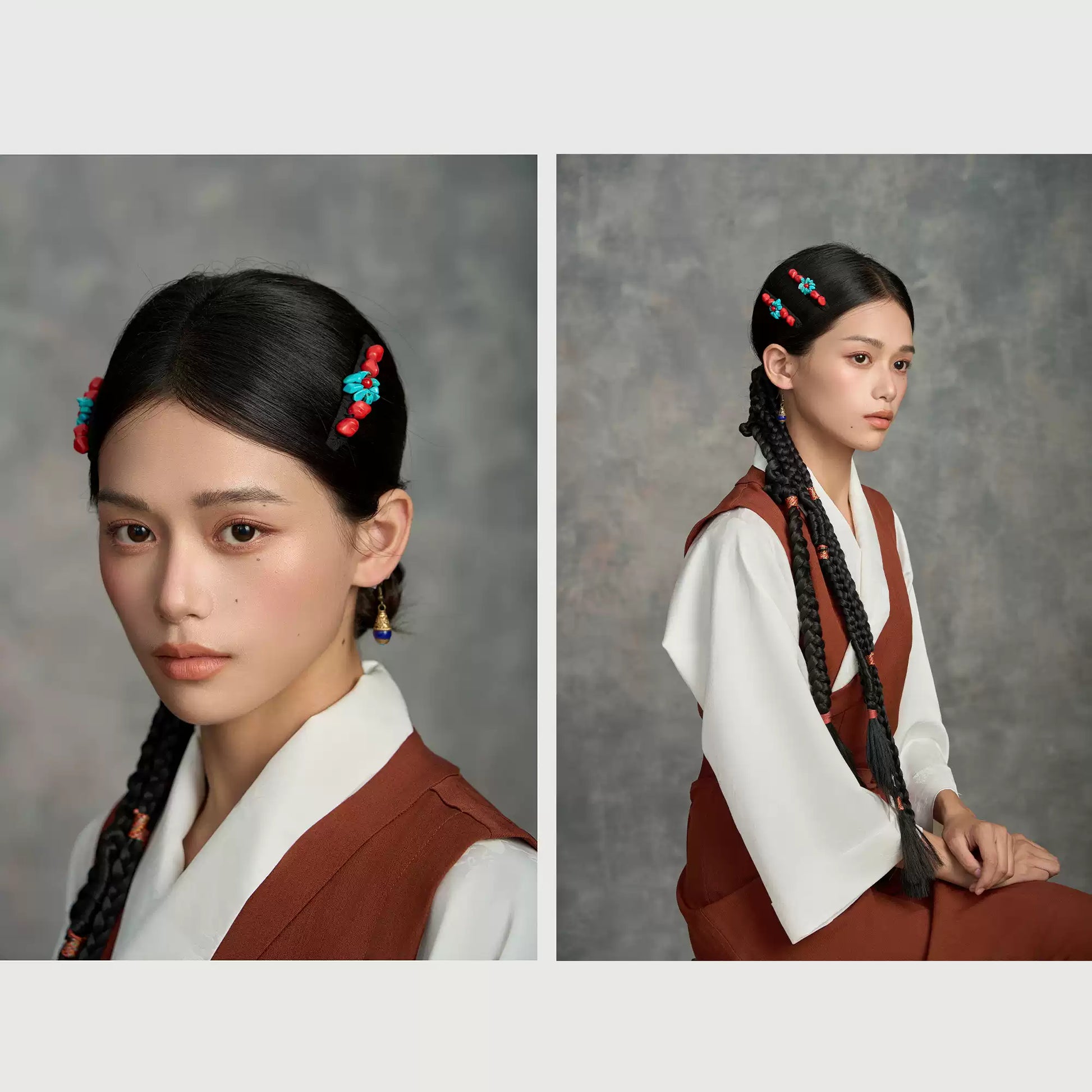 Tibetan Buddhist Jewelry Culture Dzi bead hairpin, handmade Tibetan jewelry art symbolizing wisdom and protection.