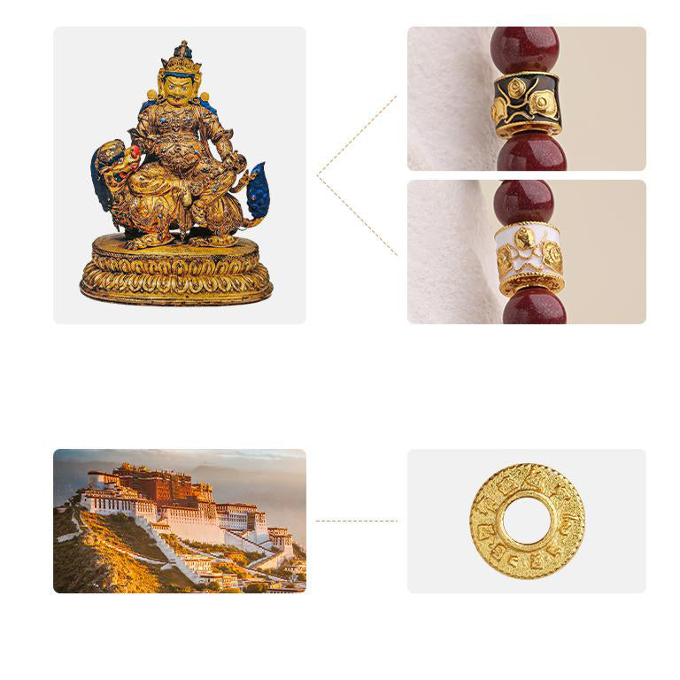 Festival cinnabar bracelet with quartzite jade, perfect celebration gift in Tibetan Buddhist jewelry art style