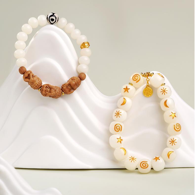 Unique Hand-Dyed Bodhi Bracelet in the Tibetan-Buddhist-Jewelry-Culture tradition. Explore our collection of artisan Jewelry-art for a meaningful addition to your spiritual collection.