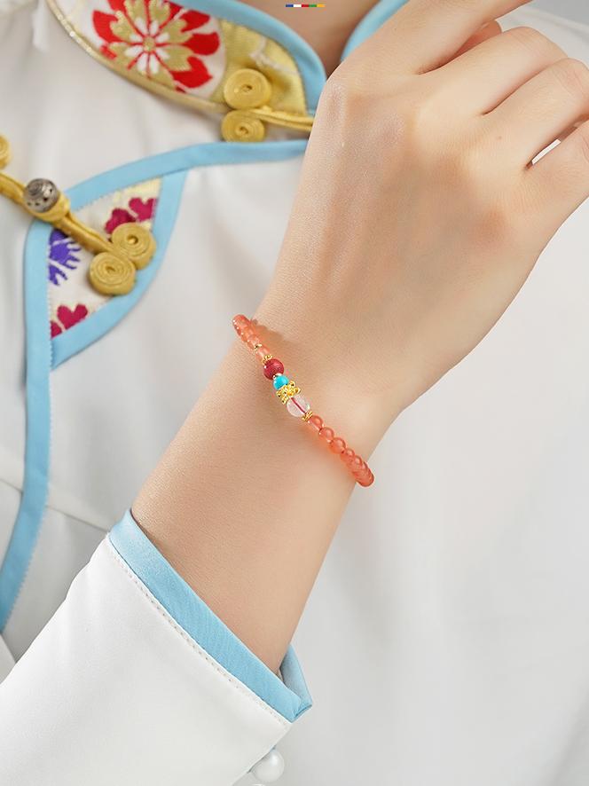 Artisanal Cinnabar Crystal Mala Bracelet set. Warmth of red jasper and depth of cinnabar create energetic balance, perfect for meditation practice to enhance focus and spiritual awareness.